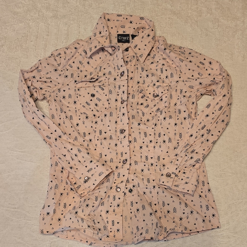 Cruel Girl Pink Button Down Shirt